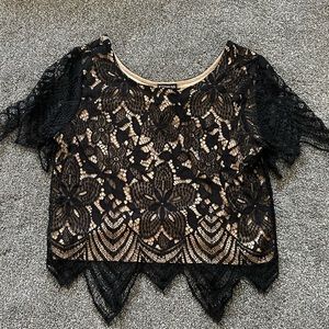 Black and nude lace shirt